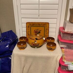 Autumn Harvest Tea Set with Floral Design